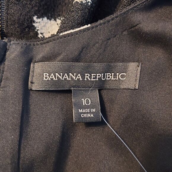 Banana Republic Sz 10 Layered Top Fit & Flare Dress Keyhole Back Sleeveless NWT - Picture 9 of 16